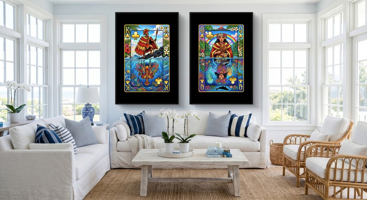 Hawaiian Playing Card Art - King & Queen 2 Piece Set - Thedopeart
