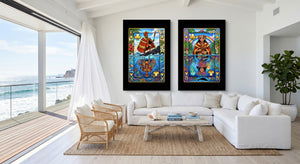Hawaiian Playing Card Art - King & Queen 2 Piece Set gallery-wrap canvas in a room