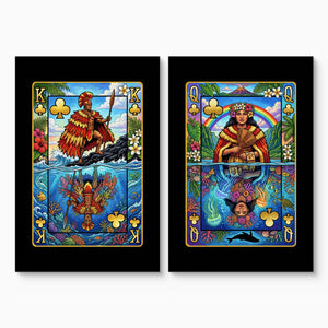 Hawaiian Playing Card Art - King & Queen 2 Piece Set canvas set on white