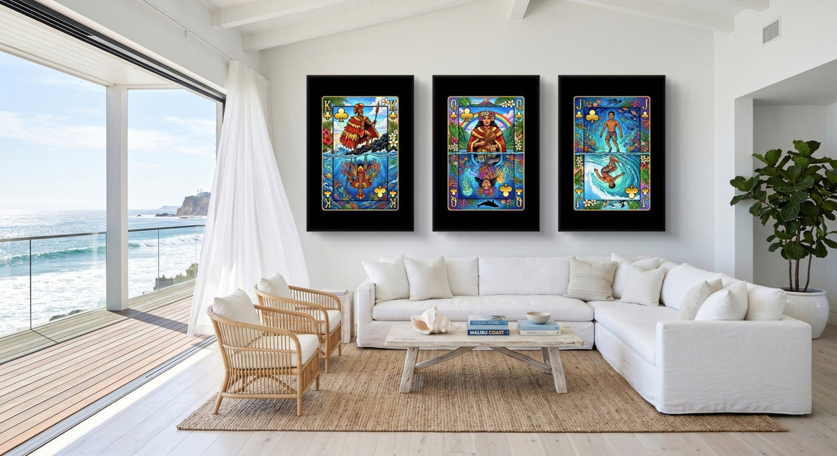 Hawaiian Playing Card Art - King Queen Jack 3 Piece - Thedopeart