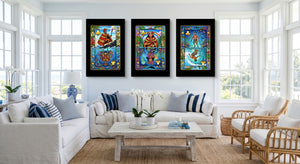 Hawaiian Playing Card Art - King Queen Jack 3 Piece gallery-wrap canvas in a room