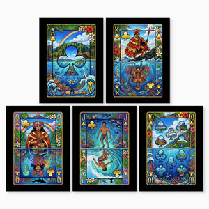 Hawaiian Playing Card Wall Art - 5 Piece Poker Set - Thedopeart