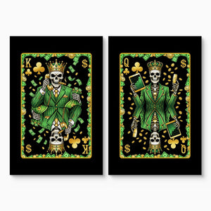 Money Skull Playing Card Art - King & Queen Set - Thedopeart