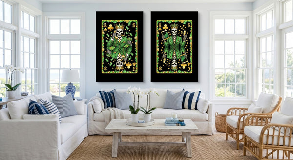 Money Skull Playing Card Art - King & Queen Set - Thedopeart