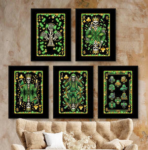 Money Skull Playing Card Wall Art - 5 Piece Set - Thedopeart