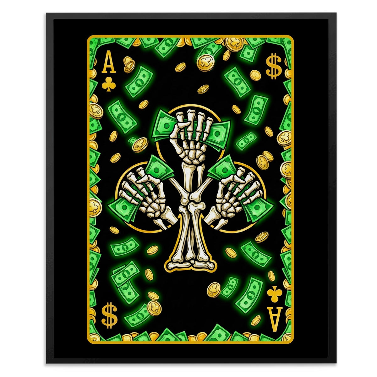 Money Skull Playing Card Wall Art - 5 Piece Set - Thedopeart