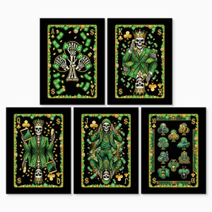 Money Skull Playing Card Wall Art - 5 Piece Set canvas print set, 2 over 3, no frame