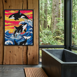 Orca Sunset Waves