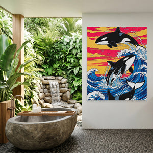Orca Sunset Waves