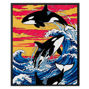 Orca Sunset Waves