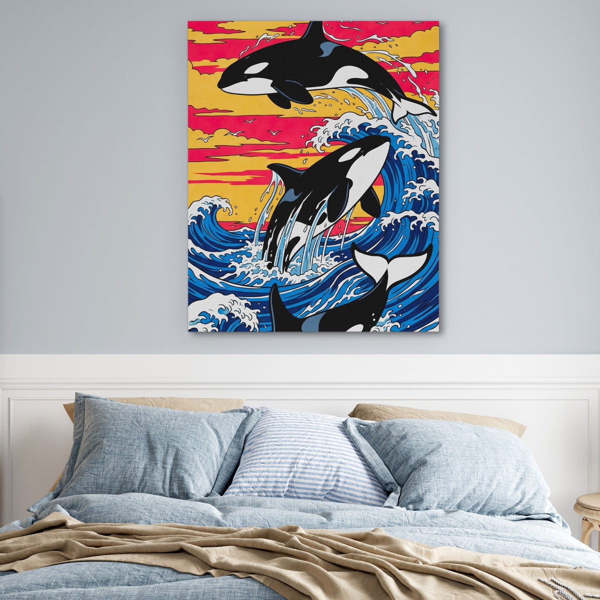 Orca Sunset Waves