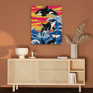 Orca Sunset Waves