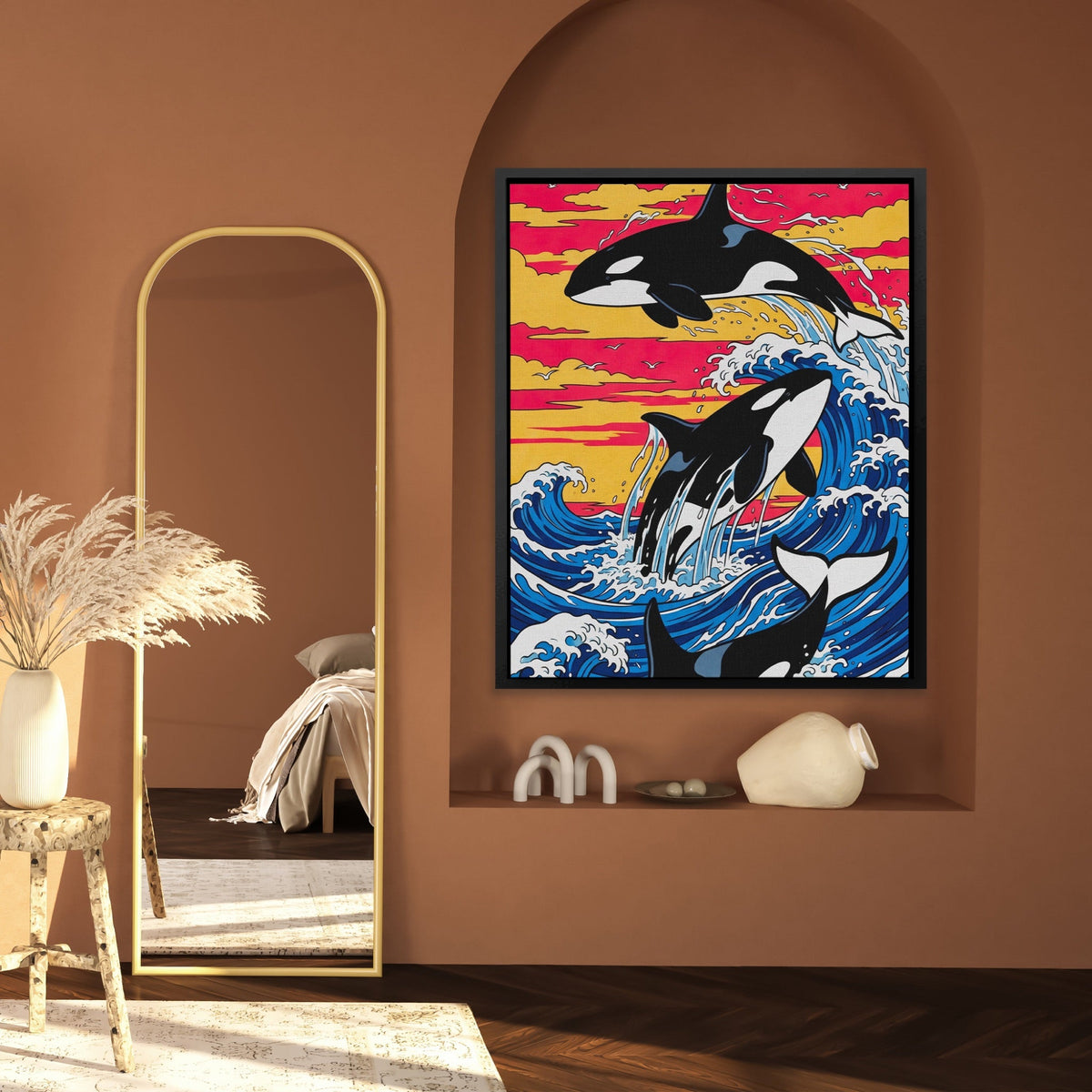 Orca Sunset Waves