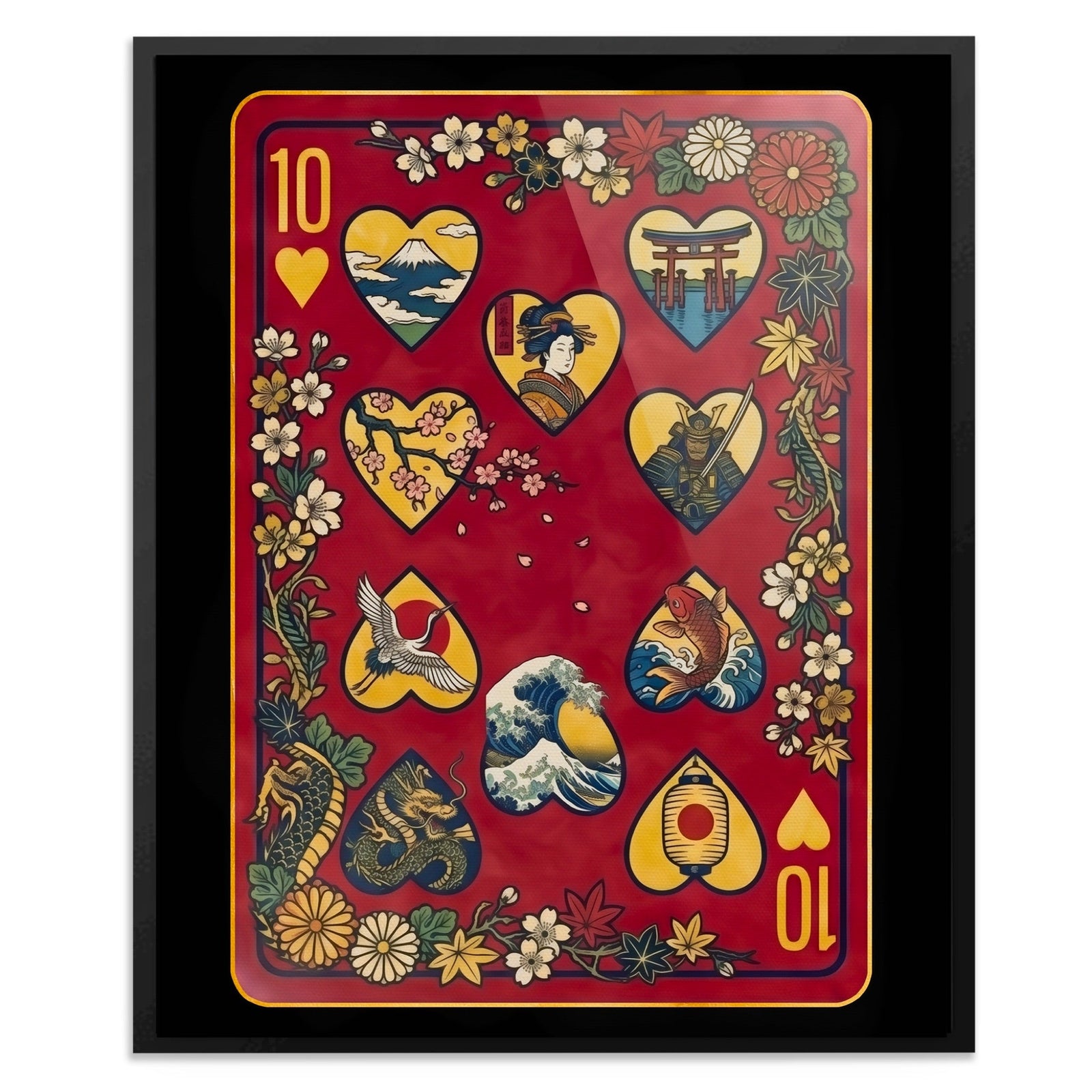 Samurai 10 Hearts Card - Thedopeart