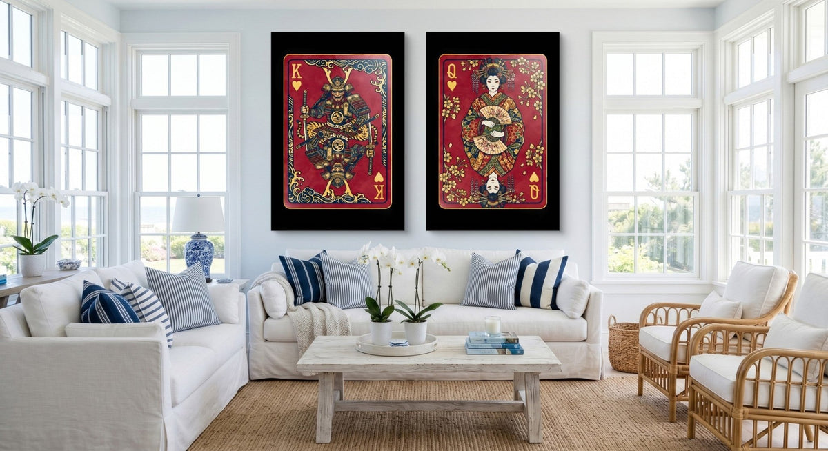 Samurai Playing Card Art - King & Queen 2 Piece Set - Thedopeart