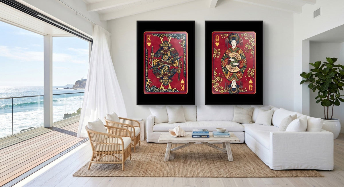 Samurai Playing Card Art - King & Queen 2 Piece Set - Thedopeart