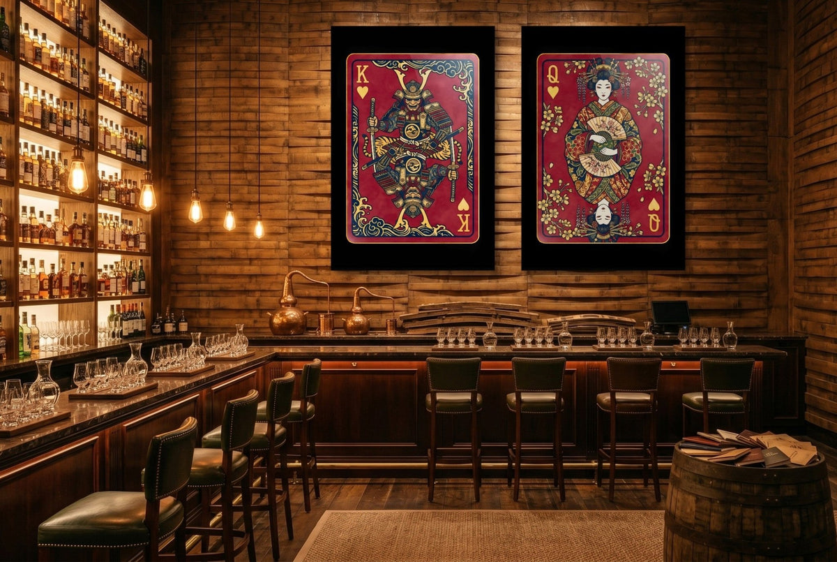 Samurai Playing Card Art - King & Queen 2 Piece Set - Thedopeart