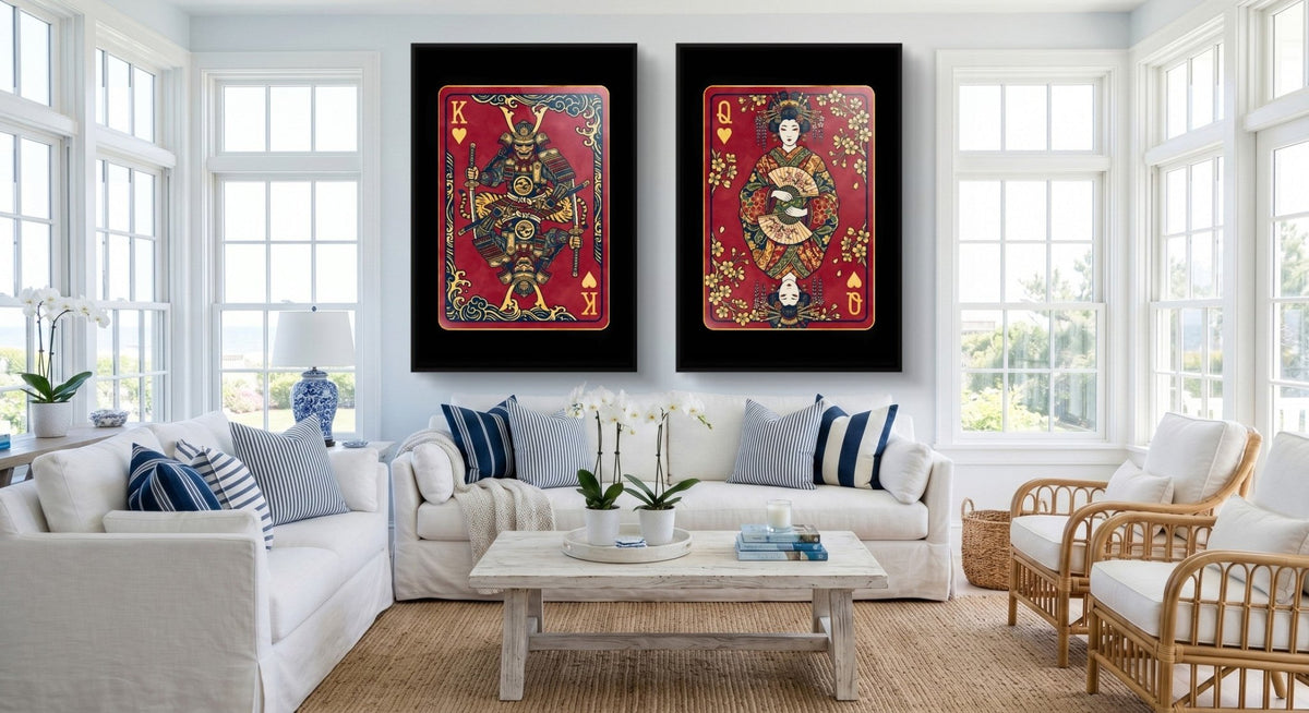 Samurai Playing Card Art - King & Queen 2 Piece Set - Thedopeart