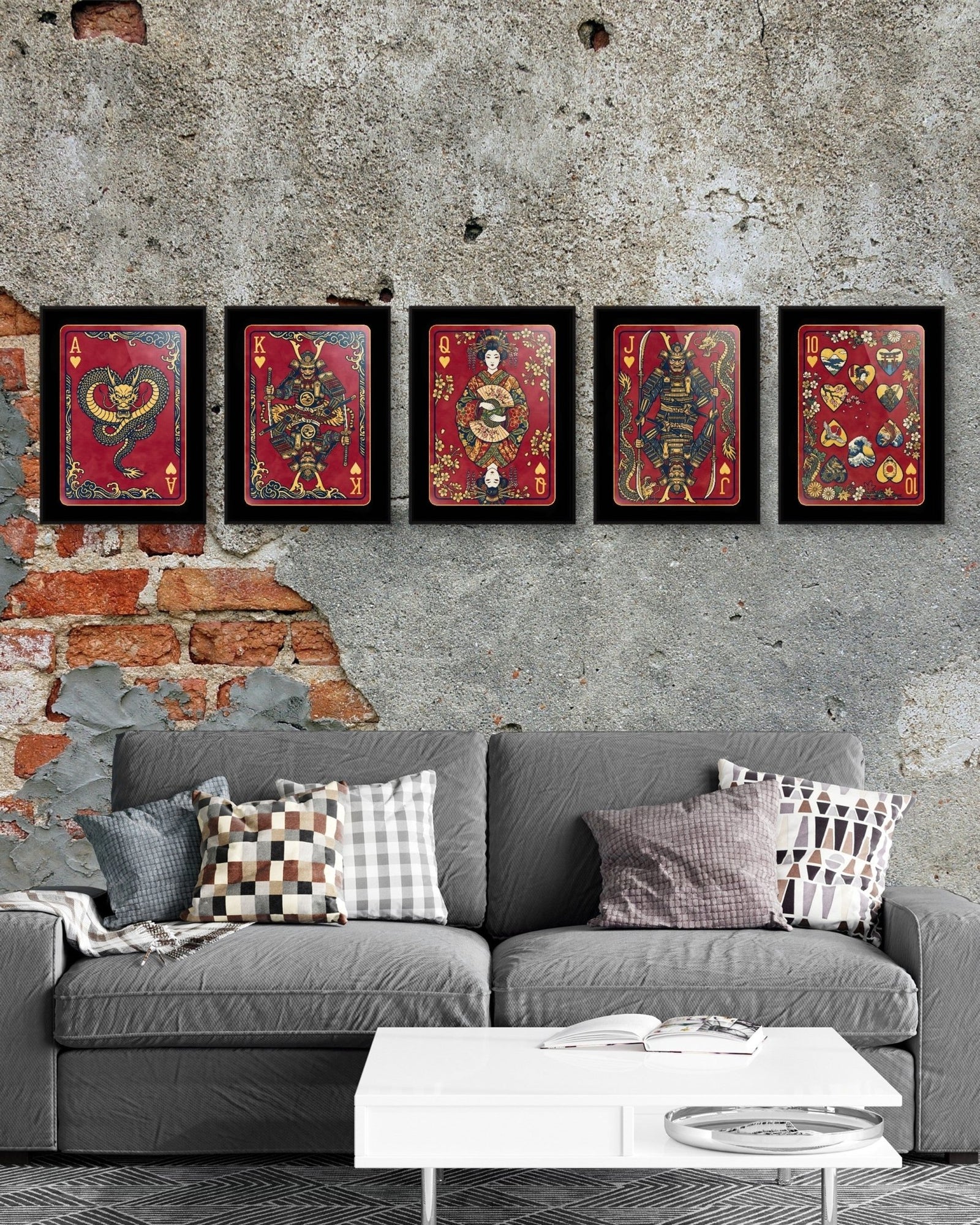 Samurai Playing Card Wall Art - 5 Piece Poker Set - Thedopeart