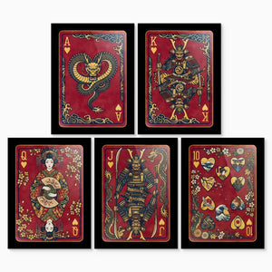 Samurai Playing Card Wall Art - 5 Piece Poker Set - Thedopeart
