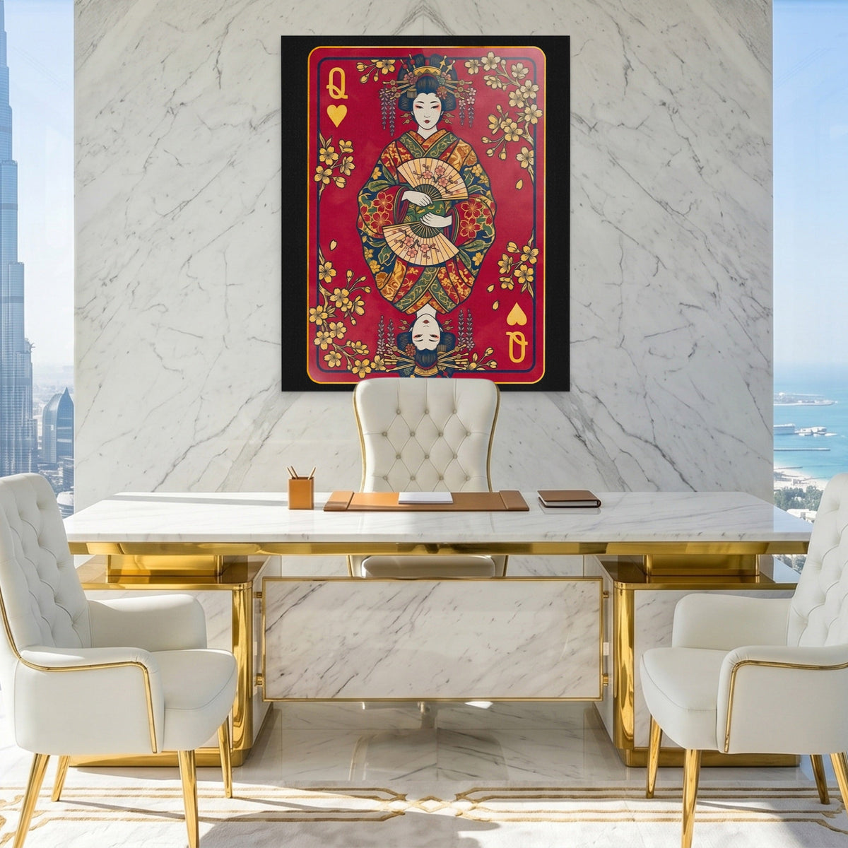 Samurai Queen Hearts Card