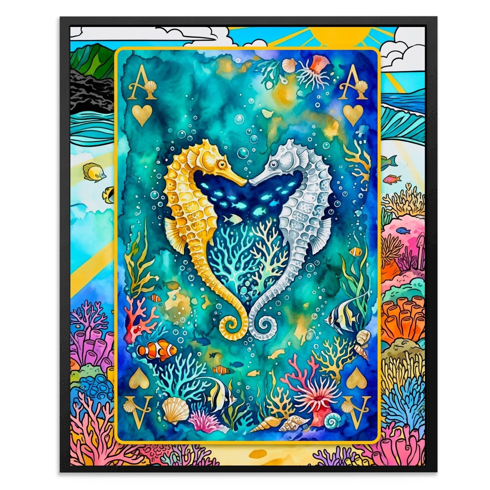 Sea Creature Ace of Hearts Card - Thedopeart