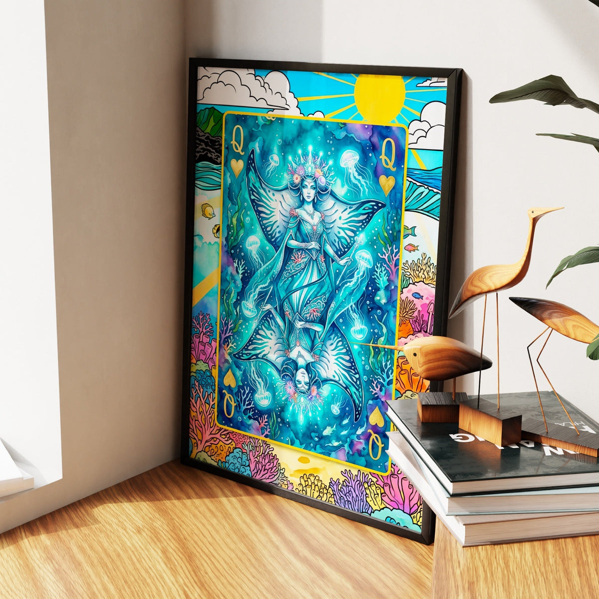 Sea Creature Queen of Hearts Card - Thedopeart