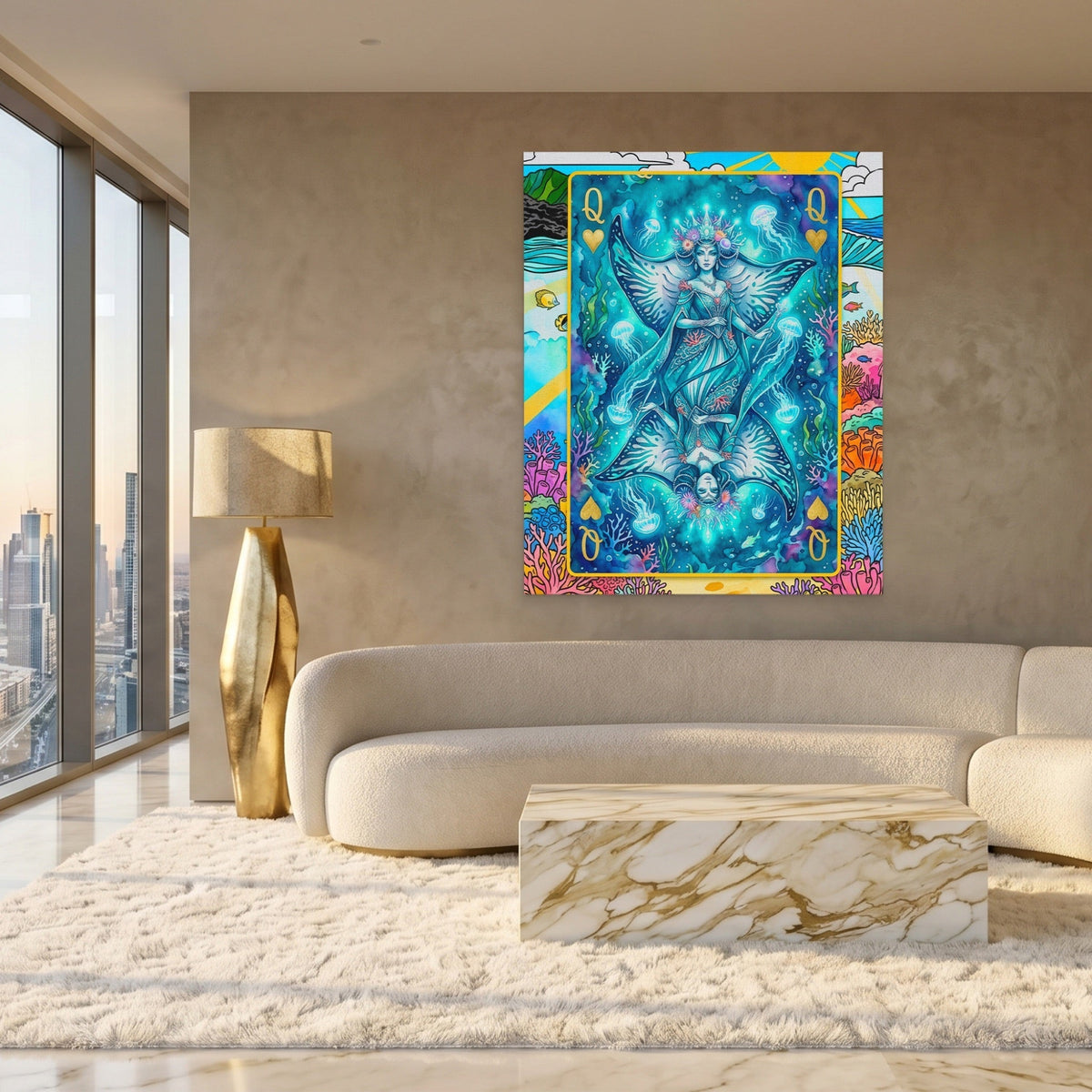 Sea Creature Queen of Hearts Card - Thedopeart