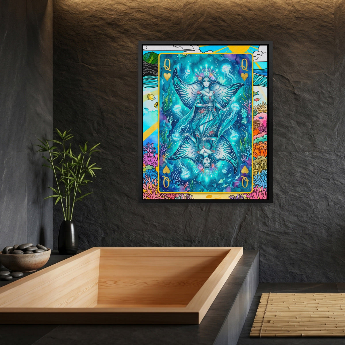 Sea Creature Queen of Hearts Card