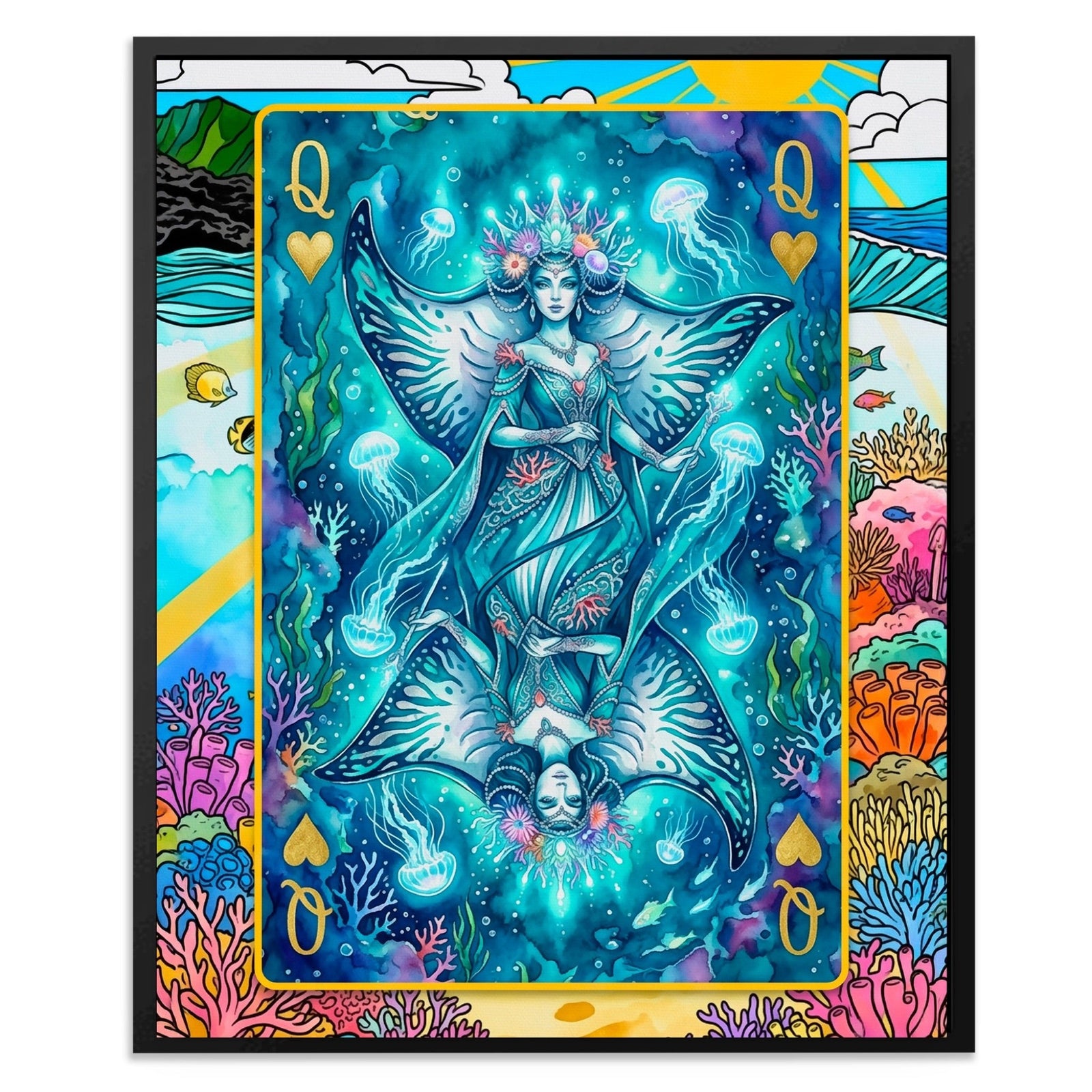 Sea Creature Queen of Hearts Card