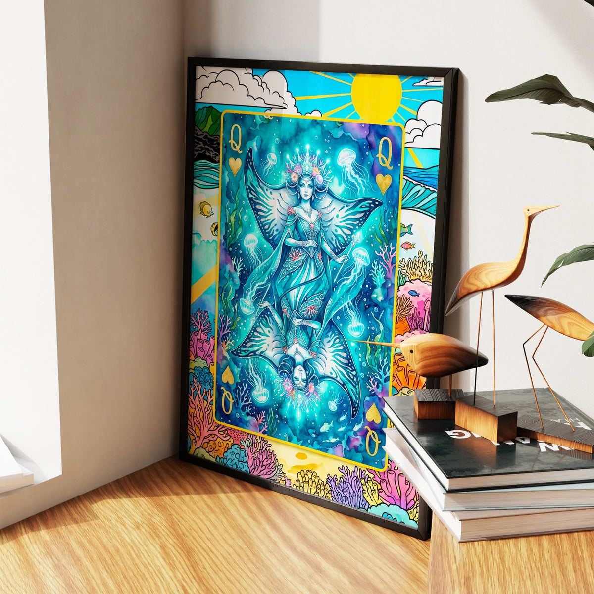 Sea Creature Queen of Hearts Card