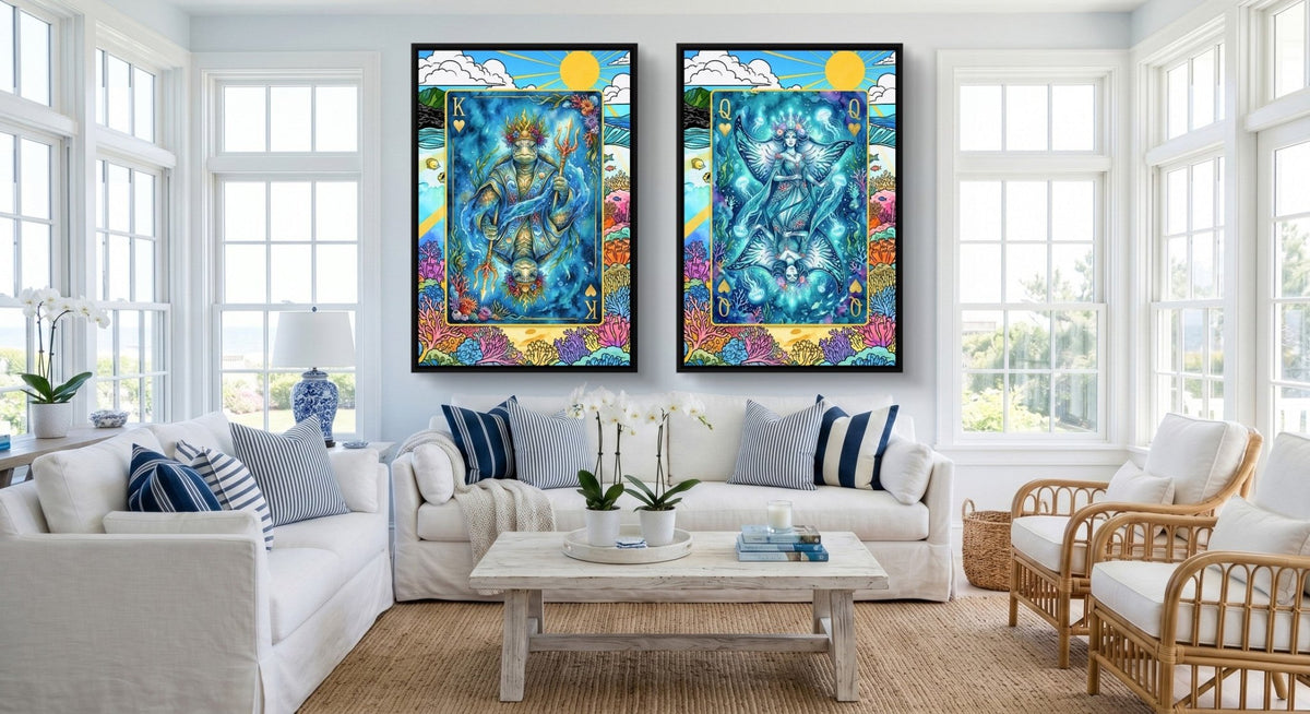 Sea Life Playing Card Art - King & Queen 2 Piece Set - Thedopeart