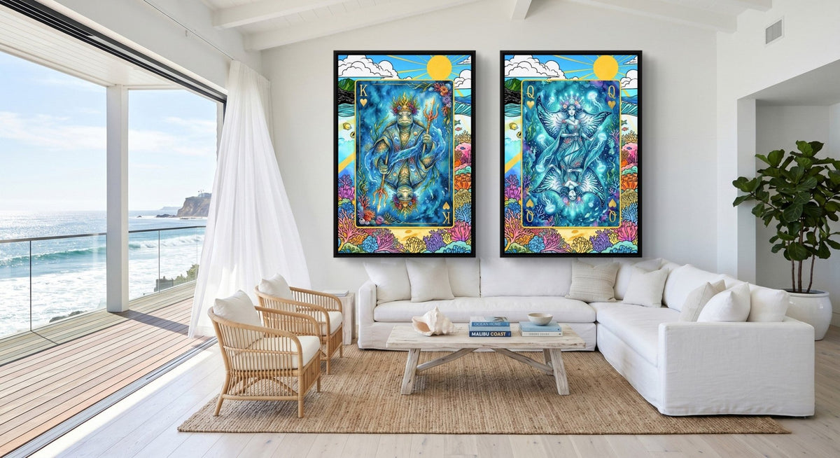 Sea Life Playing Card Art - King & Queen 2 Piece Set - Thedopeart