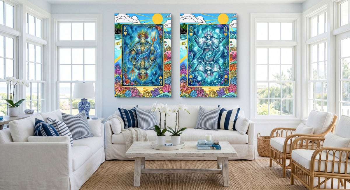 Sea Life Playing Card Art - King & Queen 2 Piece Set - Thedopeart