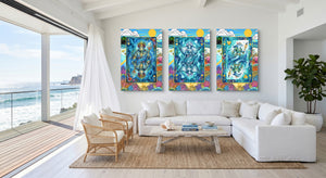 Sea Life Playing Card Art - King Queen Jack 3 Piece gallery-wrap canvas in a room