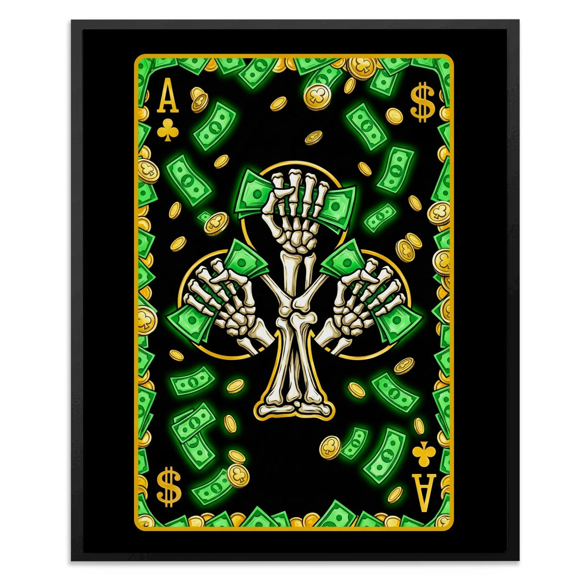 Skeleton Money Ace of Clubs Card - Thedopeart