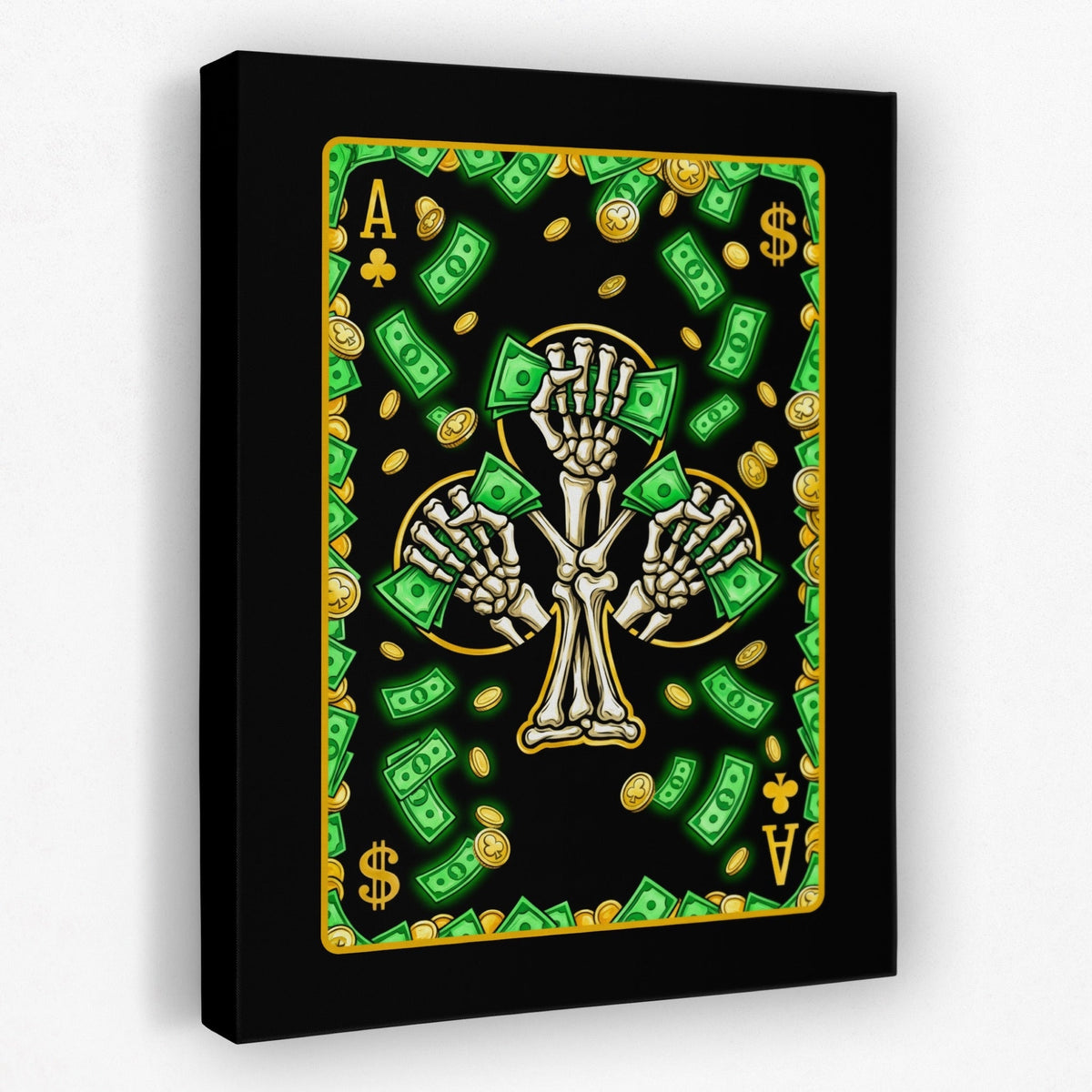 Skeleton Money Ace of Clubs Card