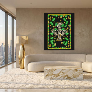 Skeleton Money Ace of Clubs Card