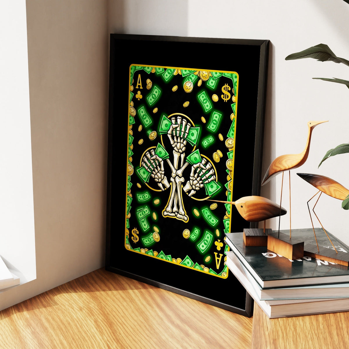 Skeleton Money Ace of Clubs Card