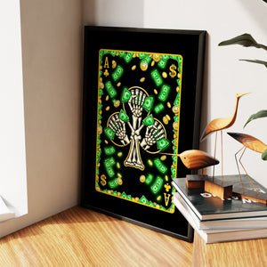 Skeleton Money Ace of Clubs Card