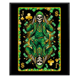 Skeleton Money Jack of Clubs Card - Thedopeart