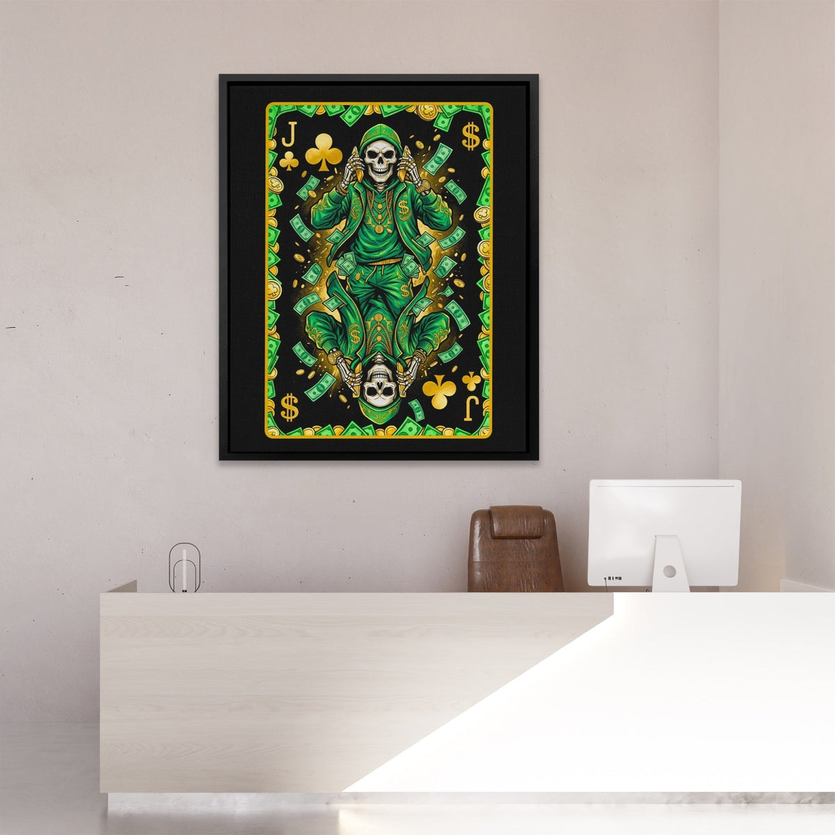 Skeleton Money Jack of Clubs Card - Thedopeart
