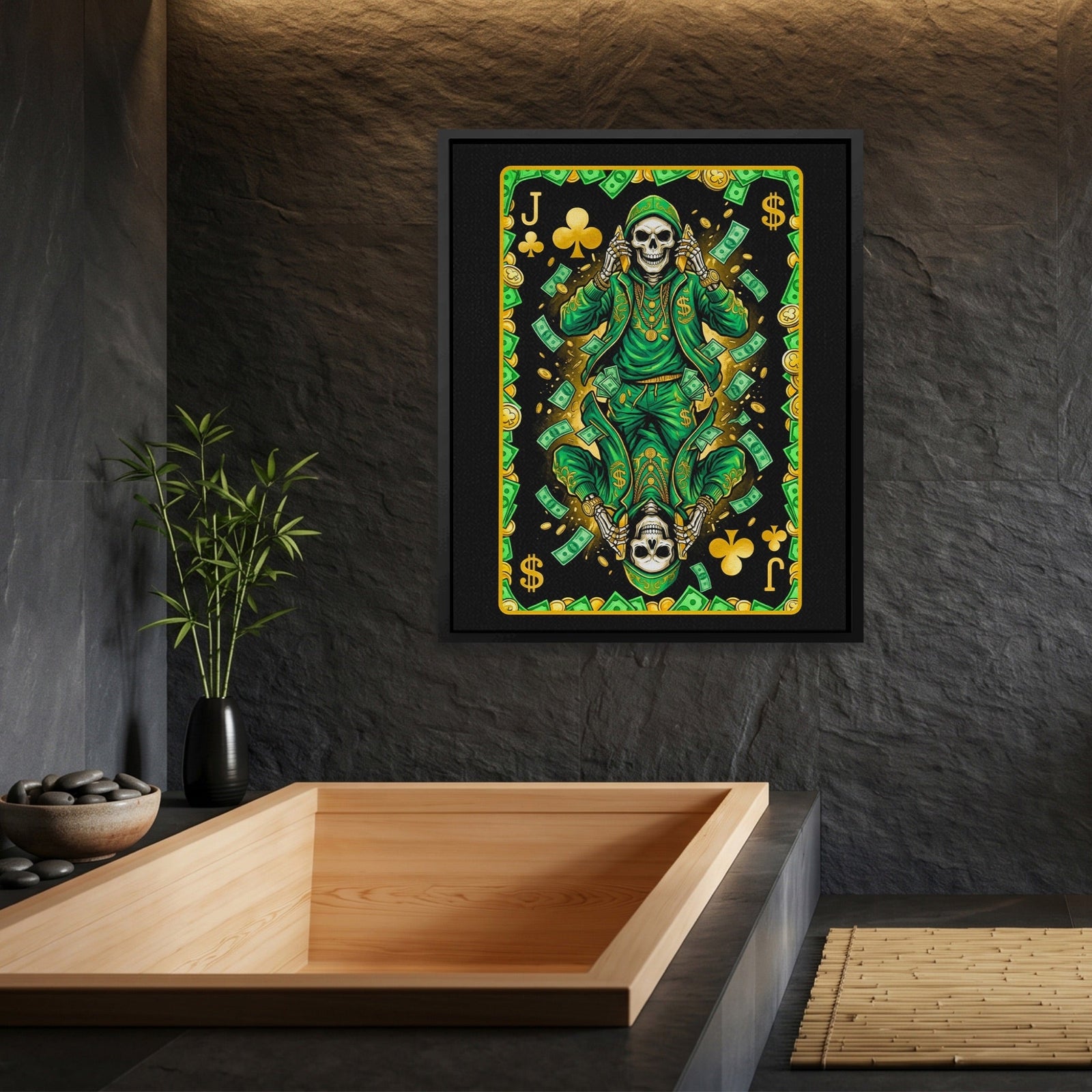 Skeleton Money Jack of Clubs Card