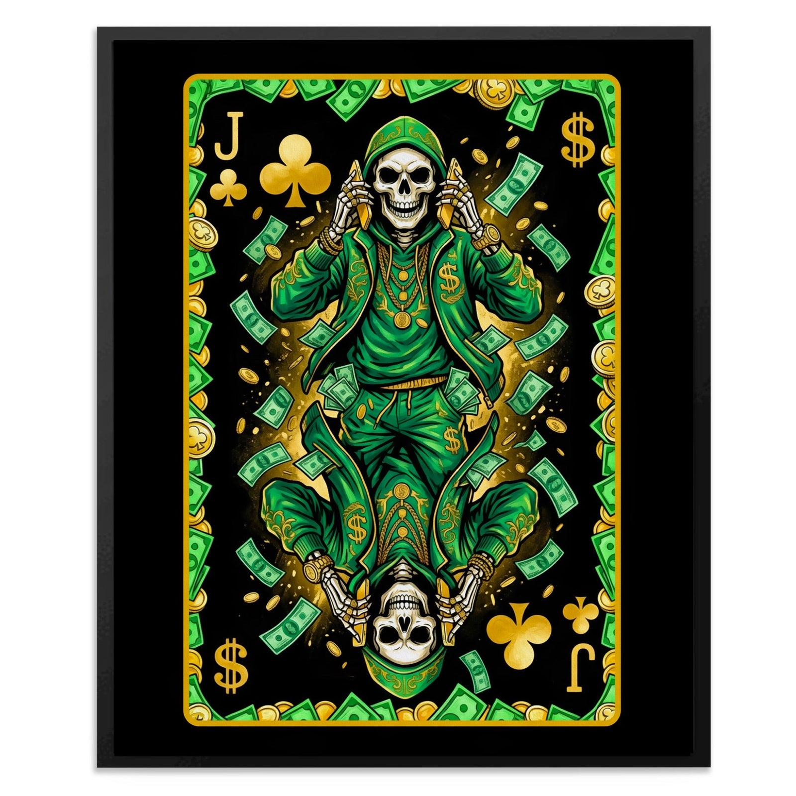 Skeleton Money Jack of Clubs Card