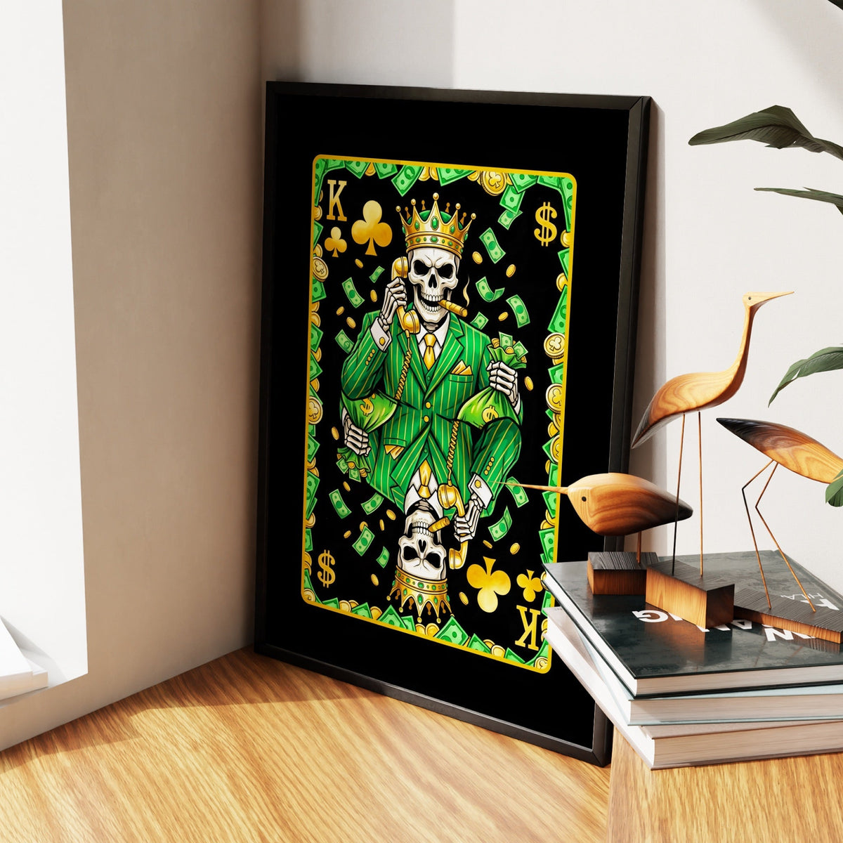 Skeleton Money King of Clubs Card - Thedopeart
