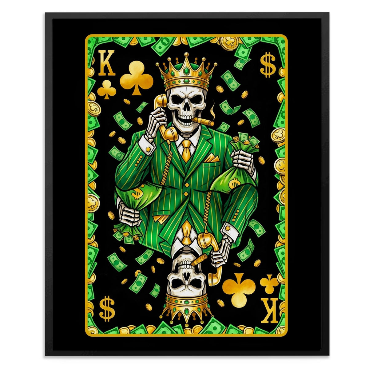 Skeleton Money King of Clubs Card - Thedopeart