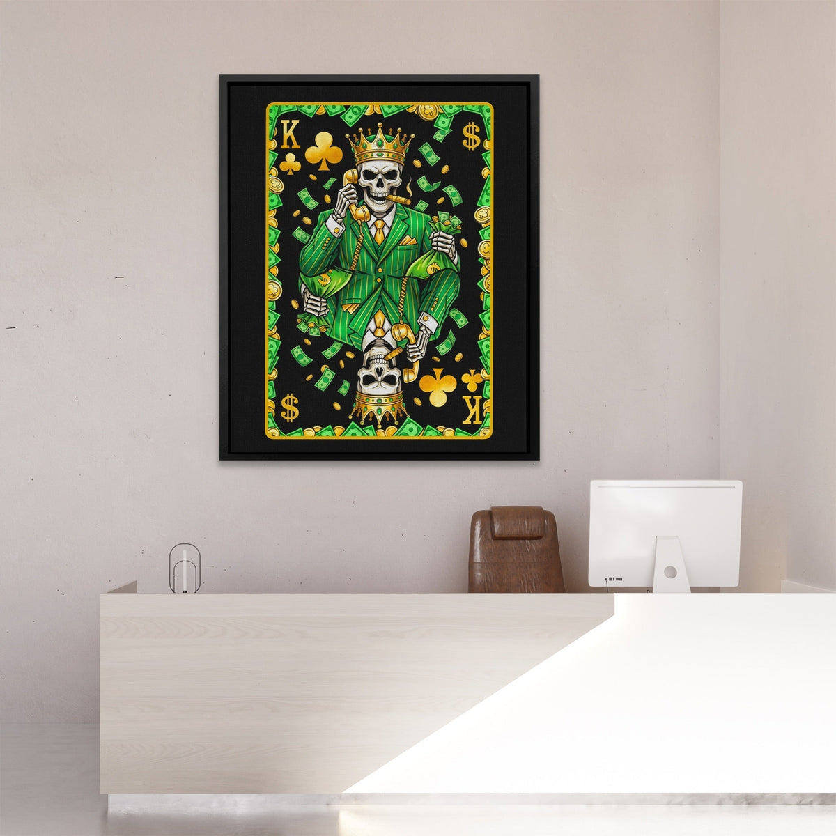 Skeleton Money King of Clubs Card - Thedopeart