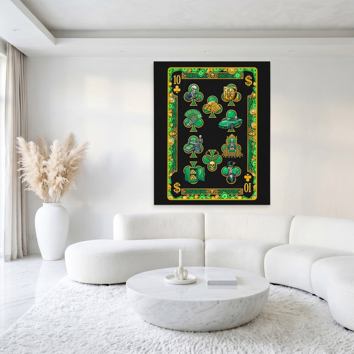 Skeleton Money Ten of Clubs Card - Thedopeart