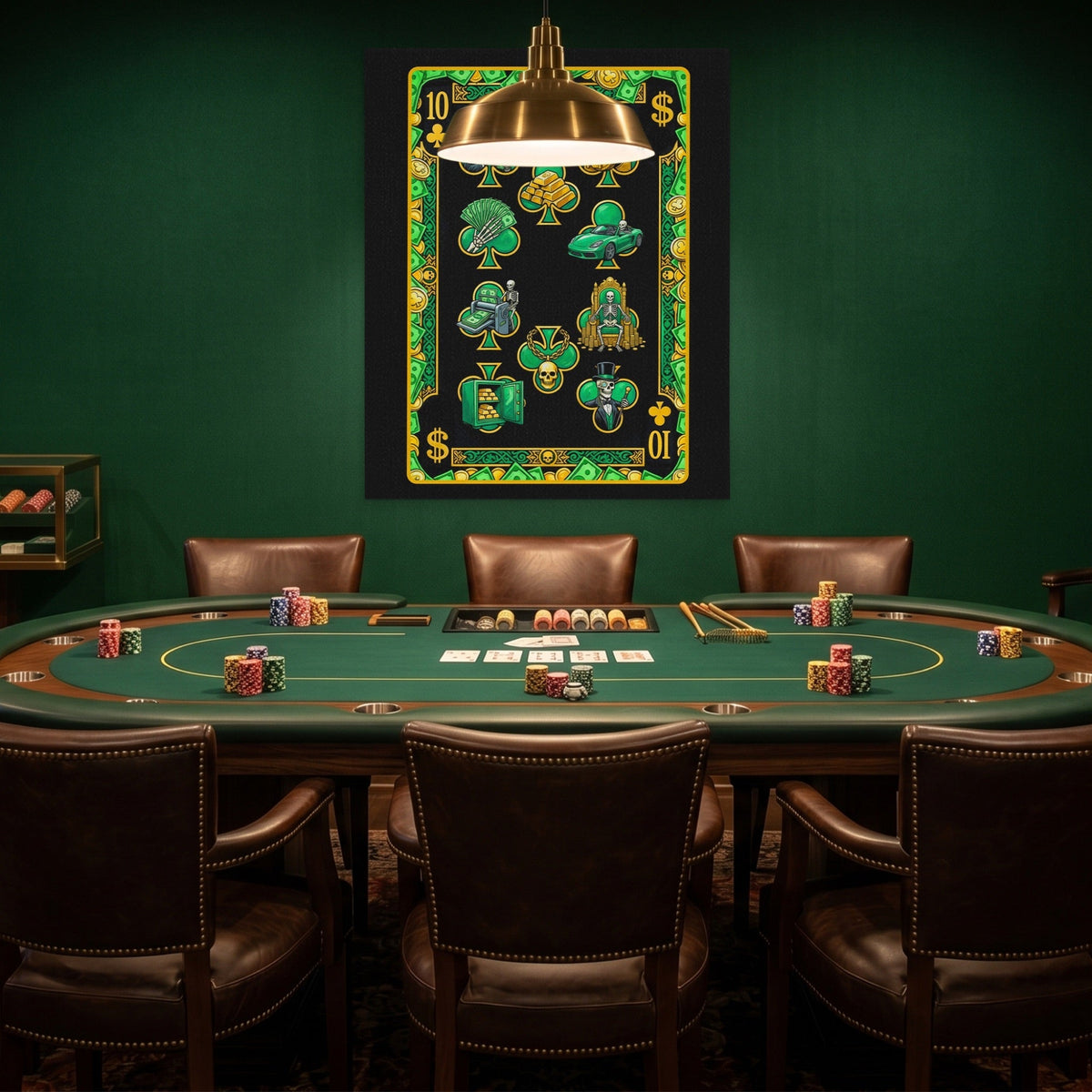 Skeleton Money Ten of Clubs Card