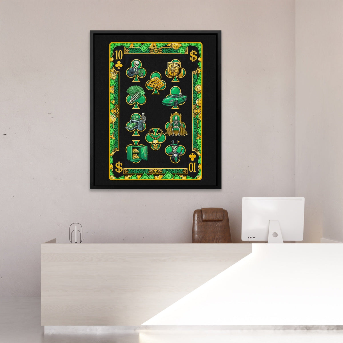 Skeleton Money Ten of Clubs Card